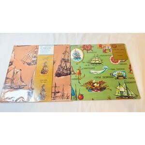 2 Packages Of Vintage Nautical Ships Themed Gift Wrap with 2 Sheets Each